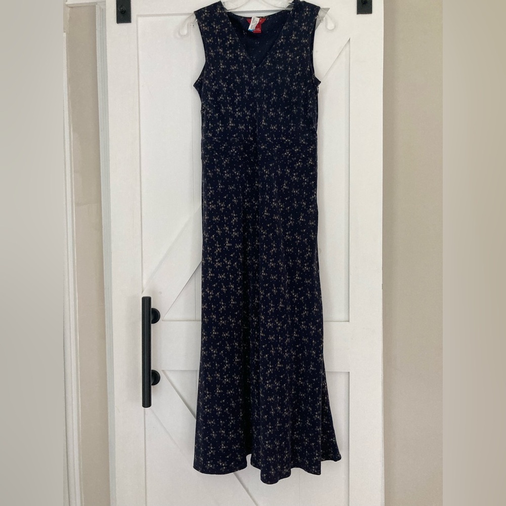Vintage Sundance | Navy Silk Floral Maxi Dress